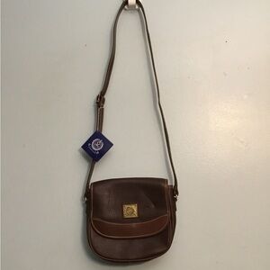 MEDALLION Chic Brown Leather Crossbody Bag